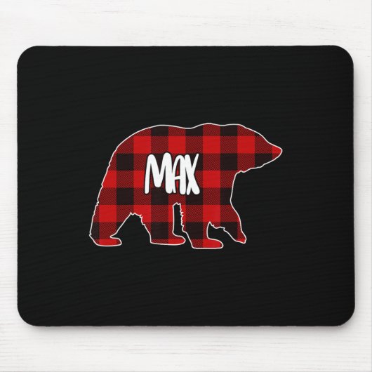 Max Bear Custom Roter Buffalo Karo Weihnachts-Pyja Mousepad (Vorne)