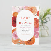 MAX Bold Fuchsia & Orange Floral Baby in Bloom Einladung (Stehend Vorderseite)