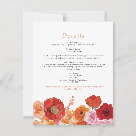 MAX Bold Fuchsia & Orange Floral Details Card Einladung (Vorderseite)