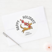 Max Christmas Poinsettia | Weihnachtsgeschenkmarke Runder Aufkleber (Umschlag)