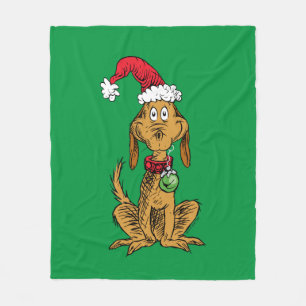 Max der Hund im Weihnachtsmann-Hut Fleecedecke