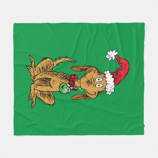 Max der Hund im Weihnachtsmann-Hut Fleecedecke (Vorderseite (Horizontal))