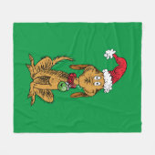 Max der Hund mit dem Weihnachtsmannhut Fleecedecke (Vorderseite (Horizontal))