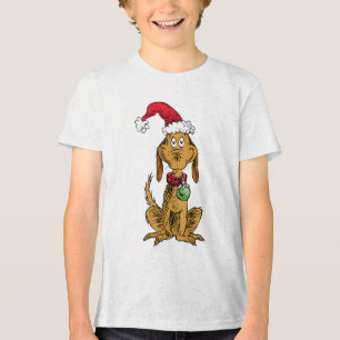 Max der Hund mit dem Weihnachtsmannhut Tri-Blend Shirt
