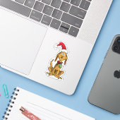 Max der Hund mit Santa-Hut Aufkleber (Laptop mit iPhone)