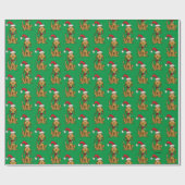 Max der Hund mit Santa-Hut Geschenkpapier (Flach)