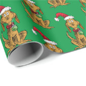 Max der Hund mit Santa-Hut Geschenkpapier (Rolleneckpunkt)