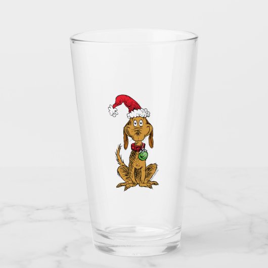Max der Hund mit Santa-Hut Glas (Vorderseite)