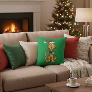 Max der Hund mit Santa-Hut Kissen