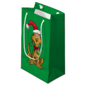 Max der Hund mit Santa-Hut Kleine Geschenktüte (Vorderseite Schrägansicht)