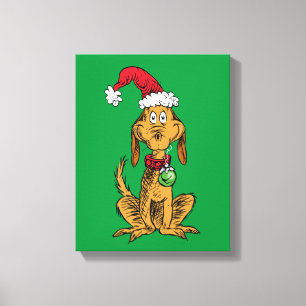 Max der Hund mit Santa-Hut Leinwanddruck