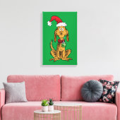 Max der Hund mit Santa-Hut Leinwanddruck (Insitu (Wohnzimmer))