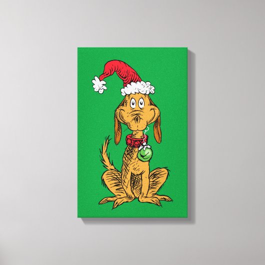Max der Hund mit Santa-Hut Leinwanddruck (Vorderseite)