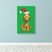 Max der Hund mit Santa-Hut Leinwanddruck (Insitu (Holzboden))