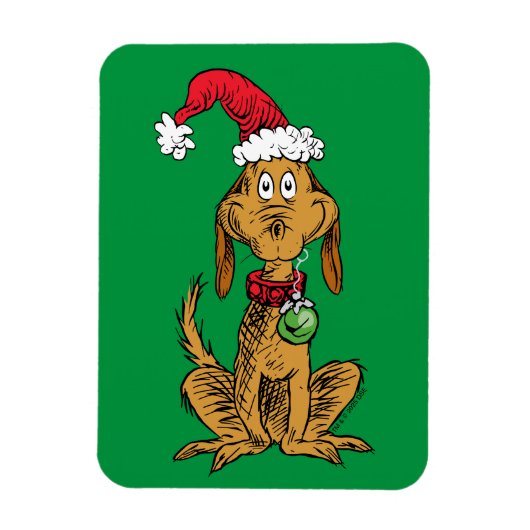Max der Hund mit Santa-Hut Magnet (Vertikal)