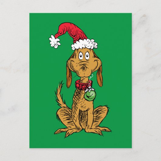 Max der Hund mit Santa-Hut Postkarte (Vorderseite)