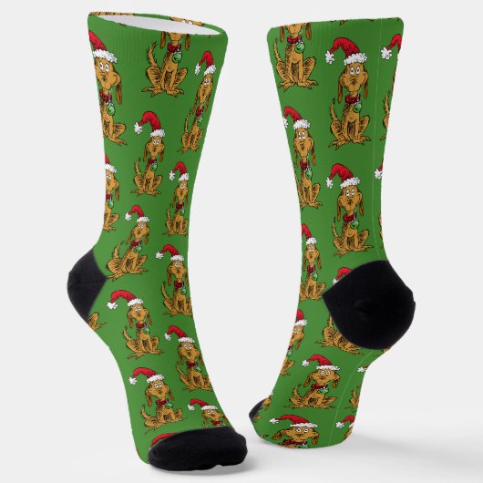 Max der Hund mit Santa-Hut Socken (Gewinkelt)