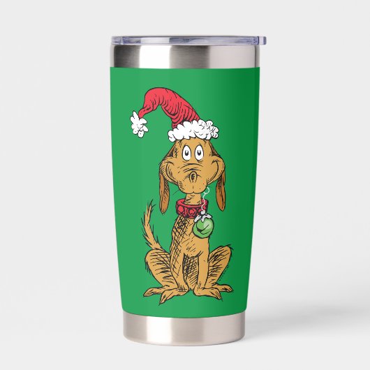 Max der Hund mit Santa-Hut Thermobecher (Links)