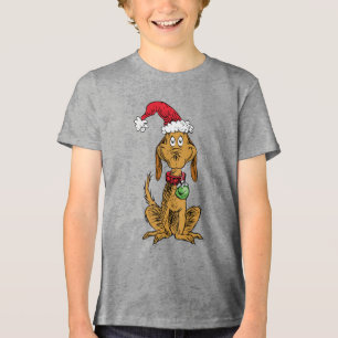 Max der Hund mit Santa-Hut Tri-Blend Shirt