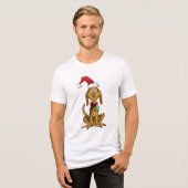 Max der Hund mit Santa-Hut Tri-Blend Shirt (Vorderseite voll)