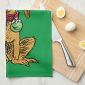 Max der Hund mit Weihnachtsmannmütze Geschirrtuch (Viertel Falte)