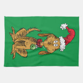 Max der Hund mit Weihnachtsmannmütze Geschirrtuch (Horizontal)