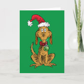 Max der Hund mit Weihnachtsmannmütze Karte (Vorderseite)