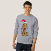 Max der Hund mit Weihnachtsmannmütze Sweatshirt (Vorne ganz)