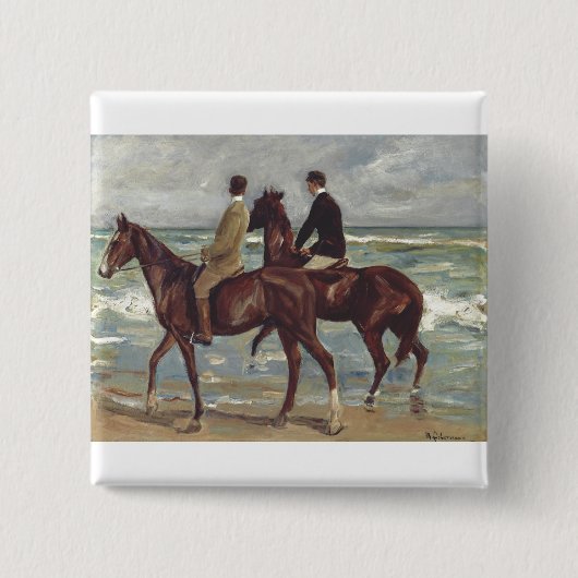 Max Liebermann: Zwei Reiter am Strand Kunst Button (Vorderseite)