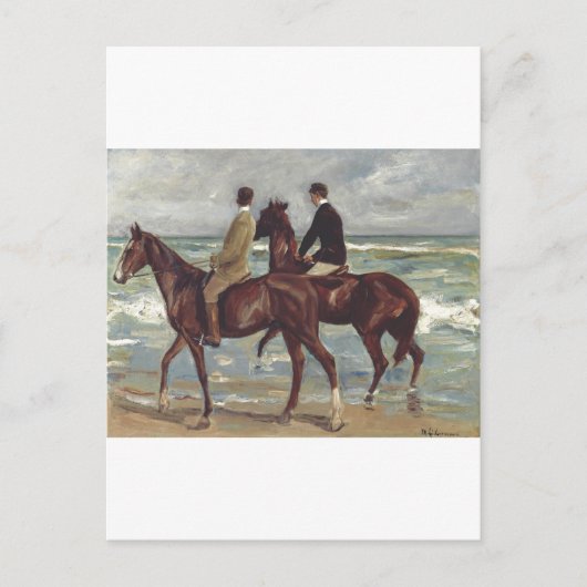 Max Liebermann: Zwei Reiter am Strand Kunst Postkarte (Vorderseite)