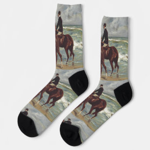 Max Liebermann: Zwei Reiter am Strand Kunst Socken