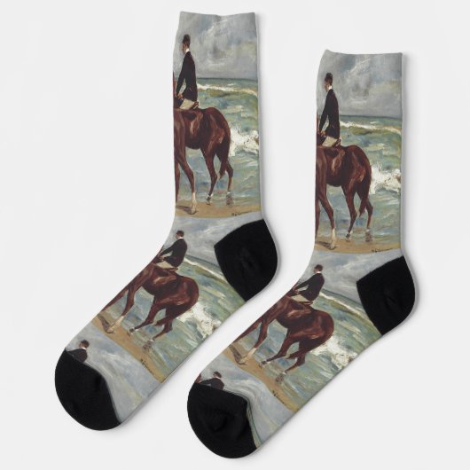 Max Liebermann: Zwei Reiter am Strand Kunst Socken (Linkes Detail)