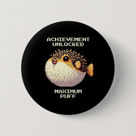 Max Puff erreichte Pixel Pufferfish Retro Gamer Ar Button (Vorderseite)