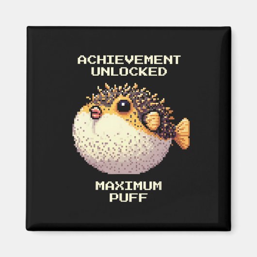 Max Puff erreichte Pixel Pufferfish Retro Gamer Ar Magnet (Vorne)