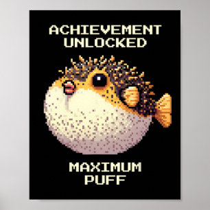 Max Puff erreichte Pixel Pufferfish Retro Gamer Ar Poster