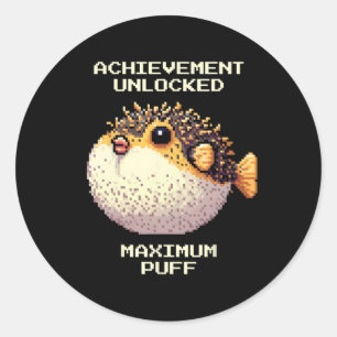 Max Puff erreichte Pixel Pufferfish Retro Gamer Ar Runder Aufkleber