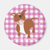 Max | Rosa Gingham, 2¼ Zoll, rund Magnet (Vorne)