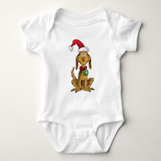 Max the Dog in Santa Hat Baby Strampler (Vorderseite)