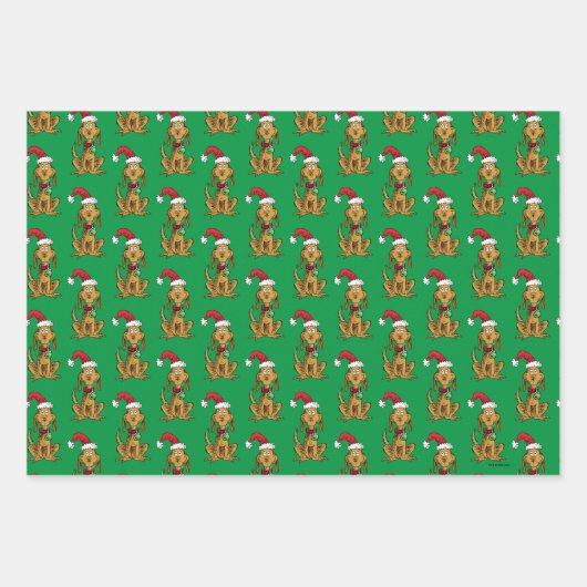 Max the Dog in Santa Hat Geschenkpapier Set (Vorderseite)
