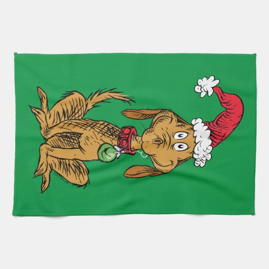 Max the Dog in Santa Hat Geschirrtuch (Horizontal)