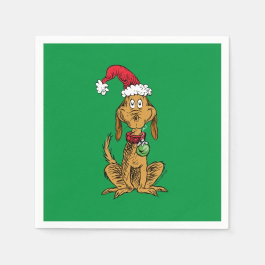 Max the Dog in Santa Hat Serviette (Vorderseite)