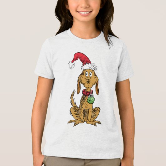 Max the Dog in Santa Hat Tri-Blend Shirt (Vorderseite)