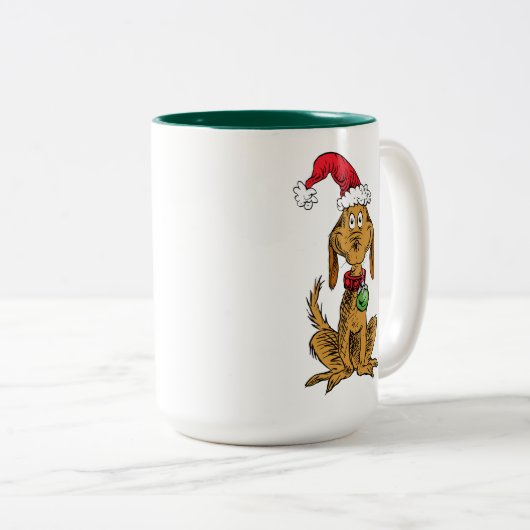 Max the Dog in Santa Hat Zweifarbige Tasse (VorderseiteRechts)