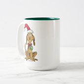 Max the Dog in Santa Hat Zweifarbige Tasse (Vorderseite Links)