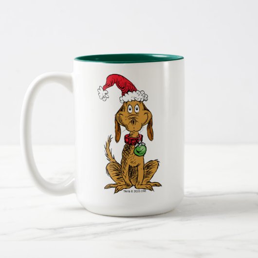 Max the Dog in Santa Hat Zweifarbige Tasse (Links)