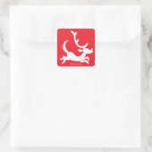 Max the Reindeer Silhouette Quadratischer Aufkleber (Tasche)