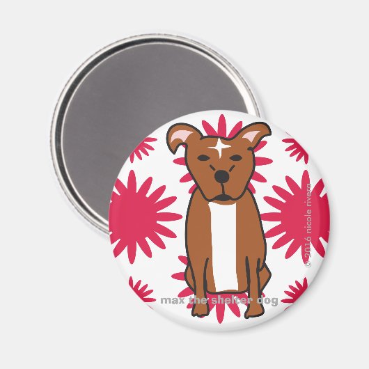 Max | Tropenrotes Rundmagnet Magnet (Vorderseite/Rückseite)