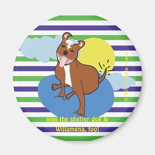 Max & Willamena | Streifen rund um das 2¼ Zoll Magnet (Vorne)