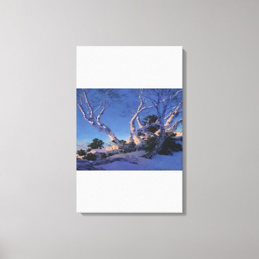 Maxfield Parrish - Birches im Winter Leinwanddruck (Vorderseite)