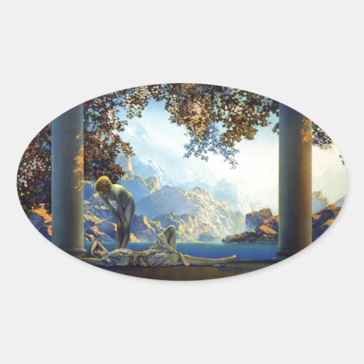 Maxfield Parrish Daybreak Ovaler Aufkleber (Vorderseite)